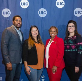 UIC CHANCE Director Kendal Parker, Boys and Girls Club Union League Director Anastasia Hernandez, Boys and Club Union League Camp Director Gwyneth Emigh, UIC CHANCE Founder Dr. Phyllis Hayes 