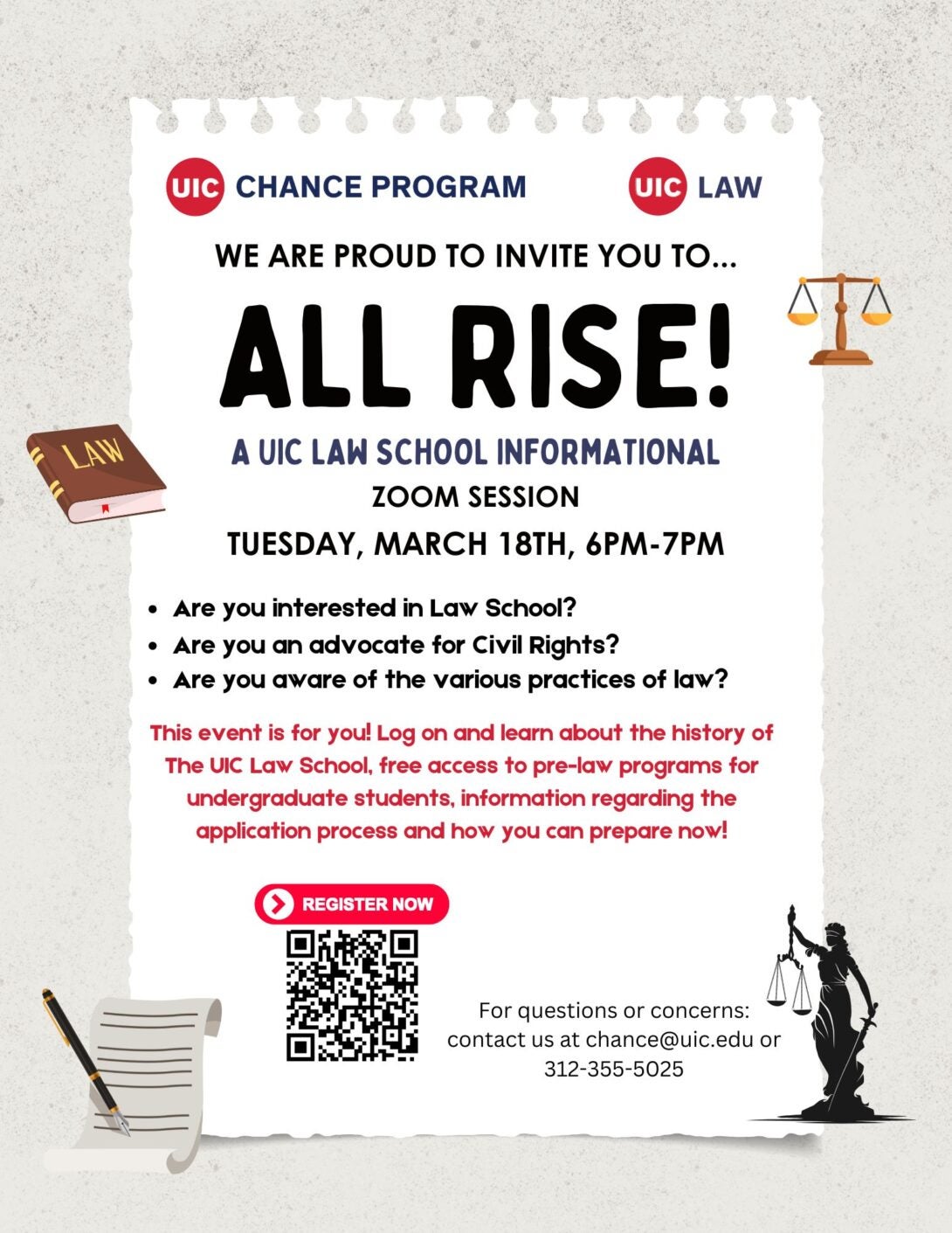 UIC Law School information session with the words